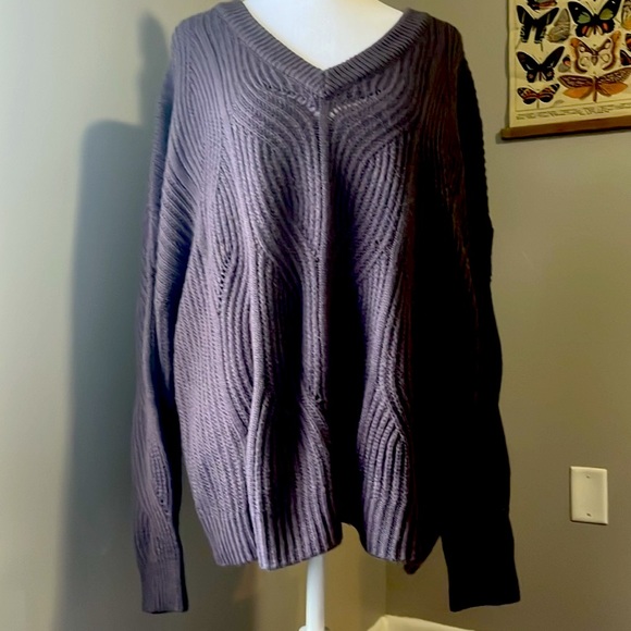 Terra & Sky Sweaters - Terra & Sky Plum Purple Plus Oversized Sweater